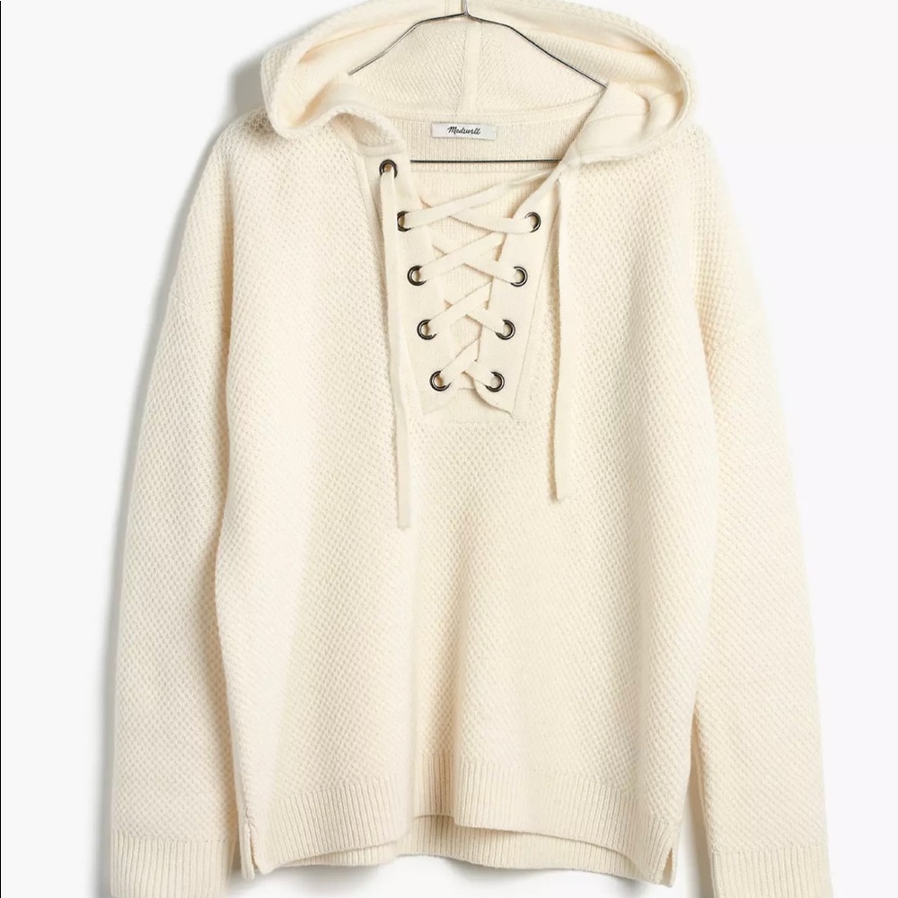 Madewell lace up hoodie sweater